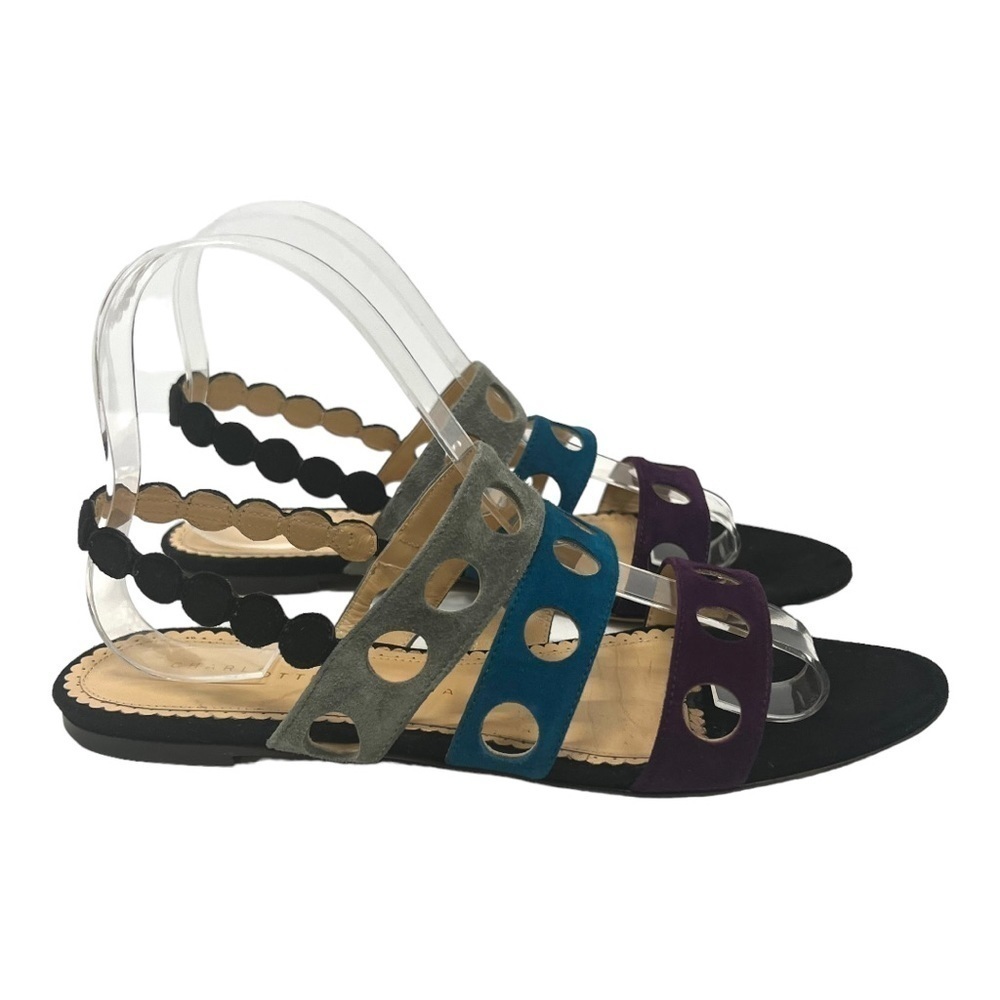 Charlotte Olympia Colorblock Cutouts Suede Sandals Women’s 38 - Picture 5 of 12